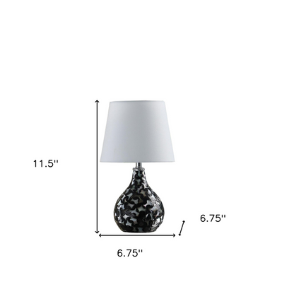 "12"" Black Table Lamp With White Globe Shade"