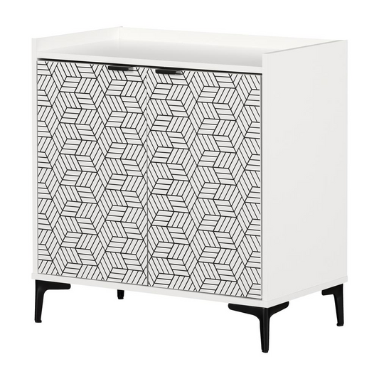 Maliza Storage Cabinet, White and Black