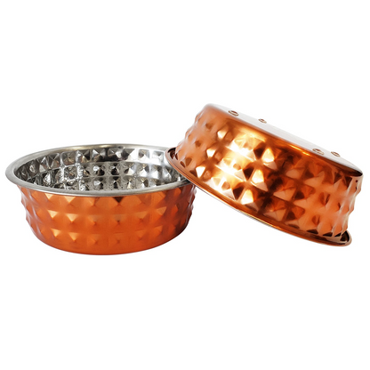 Country Living Set of 2 Bronze-Toned Hammered Stainless Steel Eco Bowl for Pets