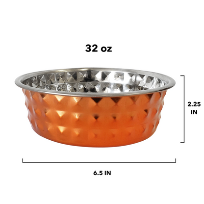 Country Living Set of 2 Bronze-Toned Hammered Stainless Steel Eco Bowl for Pets