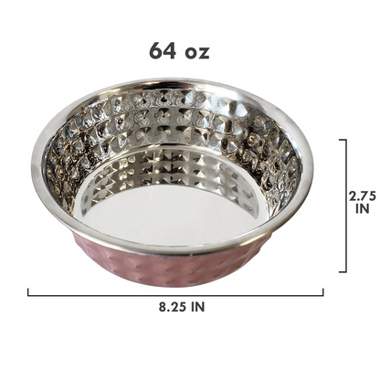 Country Living Set of 2 Rose Quartz Hammered Eco Stainless Steel Pet Bowls