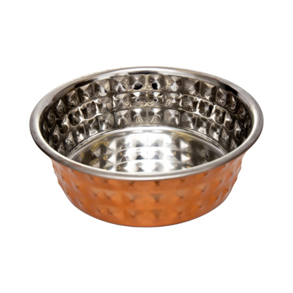 Country Living Set of 2 Bronze-Toned Hammered Stainless Steel Eco Bowl for Pets