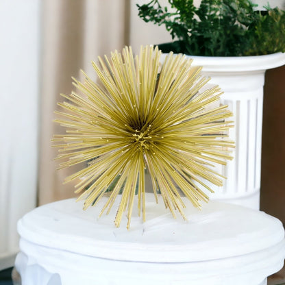 8" Gold Metal Sea Urchin Spiky Sphere