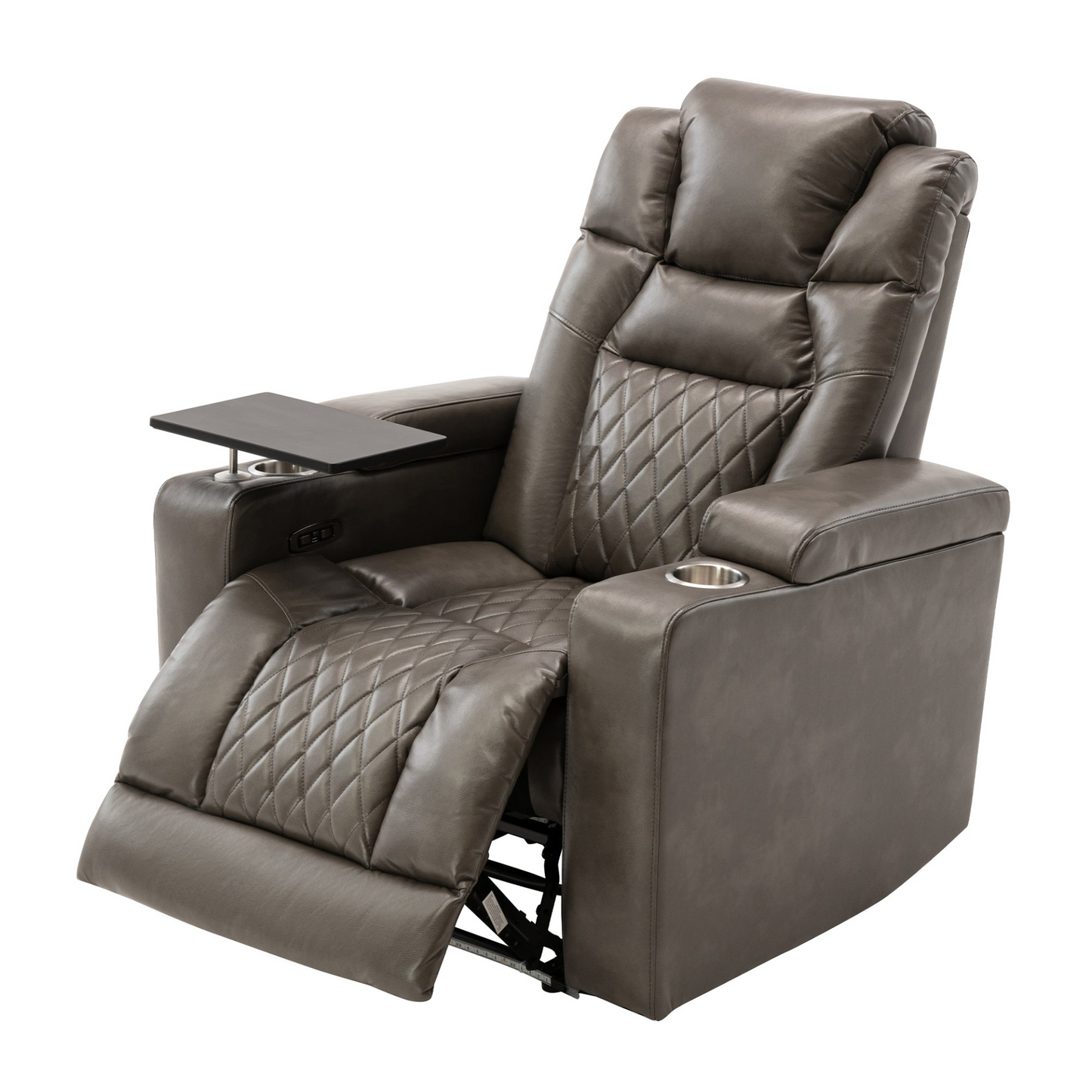 Power Motion Recliner with USB Charging Port and Hidden Arm Storage, Home Theater Seating with 2 Convenient Cup Holders Design and 360° Swivel Tray Table