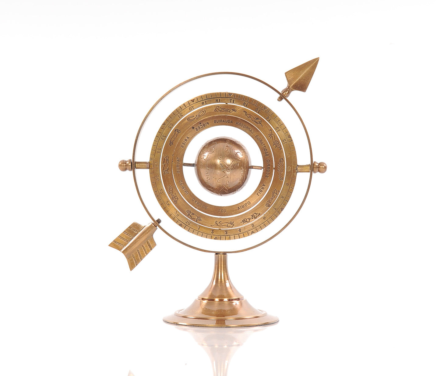 5.5" X 7" X 8.5" Brass Armillary