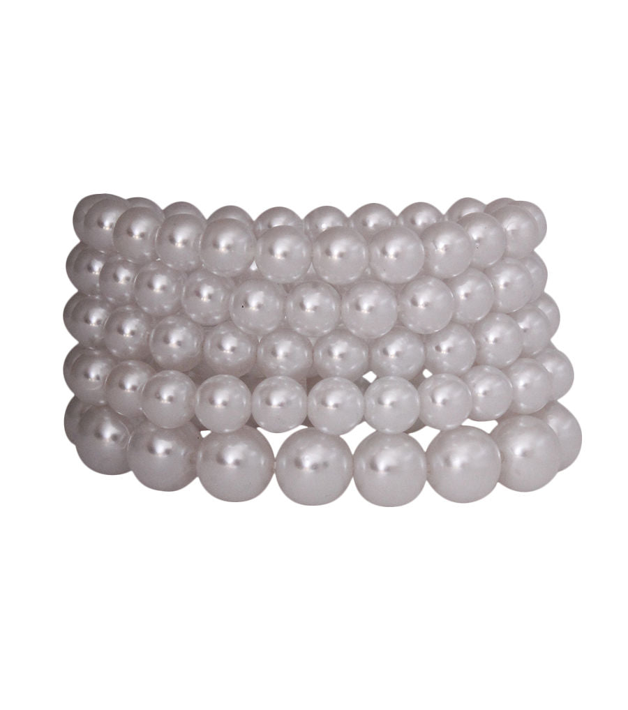 White Pearl Stretch Bracelet Set