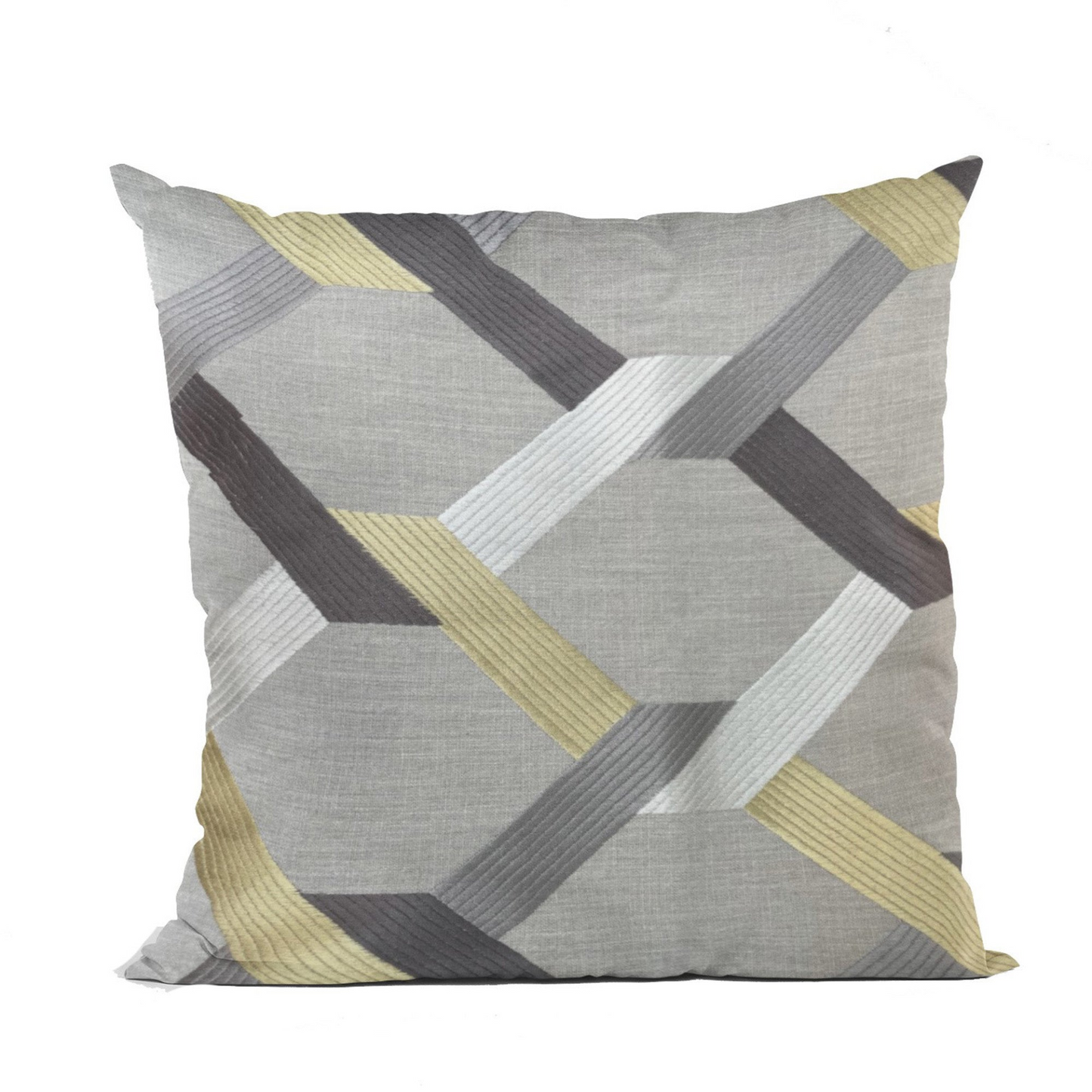 Valencia White Gold and Taupe Handmade Luxury Pillow