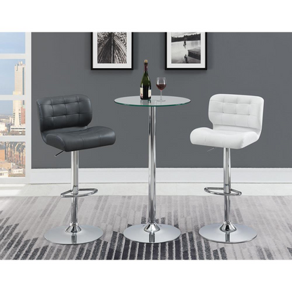 Abiline Glass Top Round Bar Table Chrome