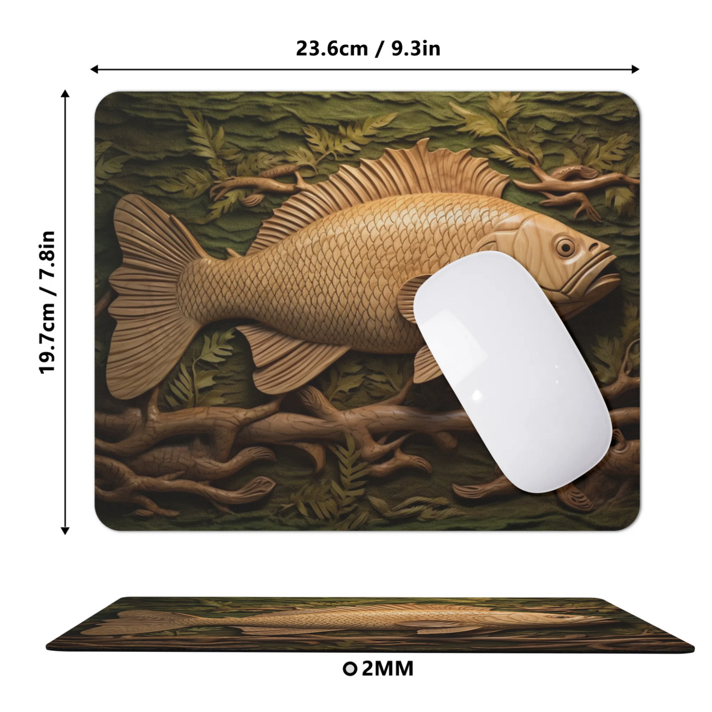 Square Rubber Mouse Mat Pad with Fish Print