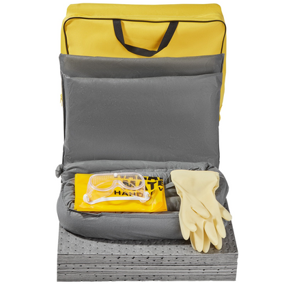 VEVOR Universal Spill Kit, Spill Control Supplies 43 pcs, Includes 30 Universal Sorbent Pads, 2 Universal Sorbent Socks 3"x4', 2 Disposal Pillows, Rubber Gloves, and Bag