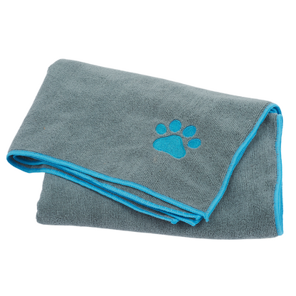 Country Living Quick Drying Microfiber Dog Bath Towel with Paw Print (Gray