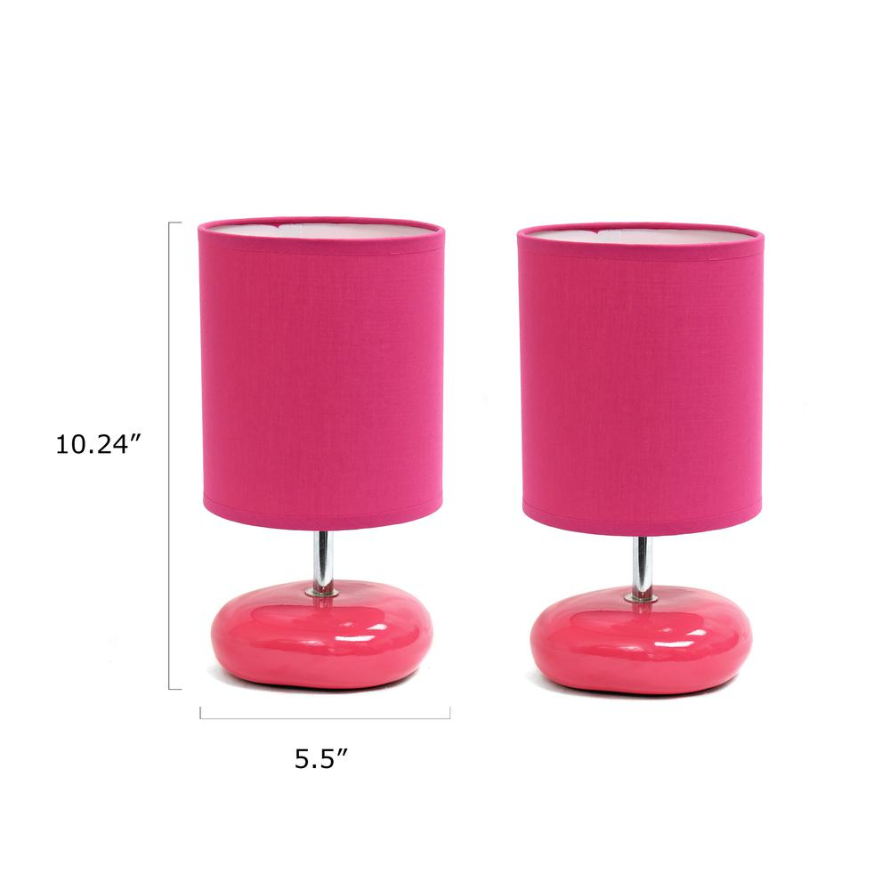 10.24" Petite Circle Stone Table Lamp 2 Pack Set, Pink