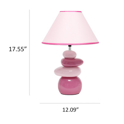 17.55" Stacked Ceramic Stone Table Lamp with Matching Empire Shade, Pink