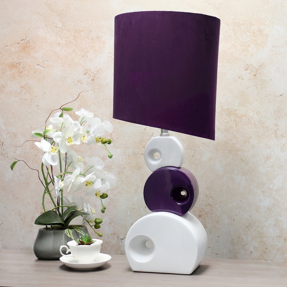 28.5" Artsy Circle Table Lamp, Purple and White