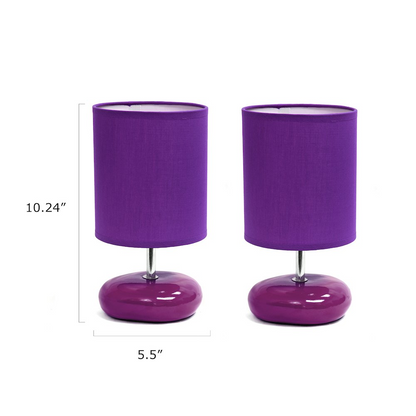 10.24" Petite Circle Stone Table Lamp 2 Pack Set, Purple