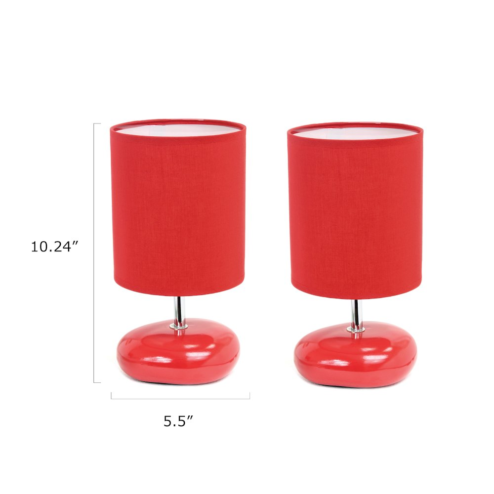 10.24" Petite Circle Stone Table Lamp 2 Pack Set, Red