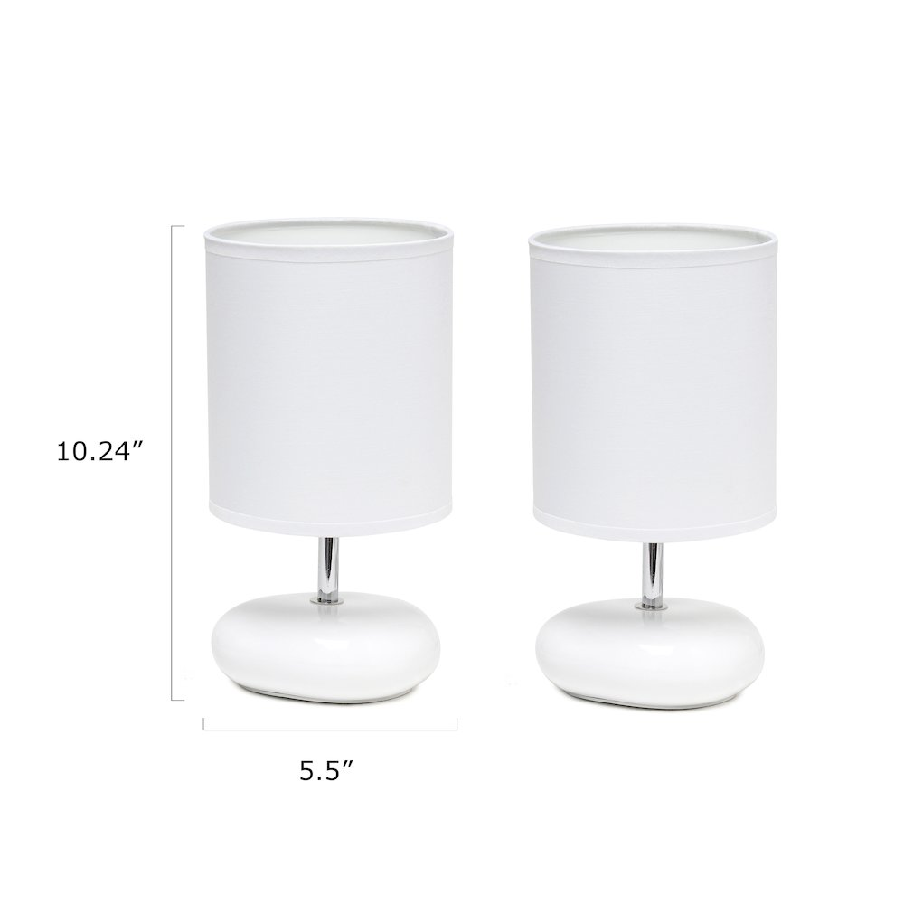 10.24" Petite Circle Stone Table Lamp 2 Pack Set, White