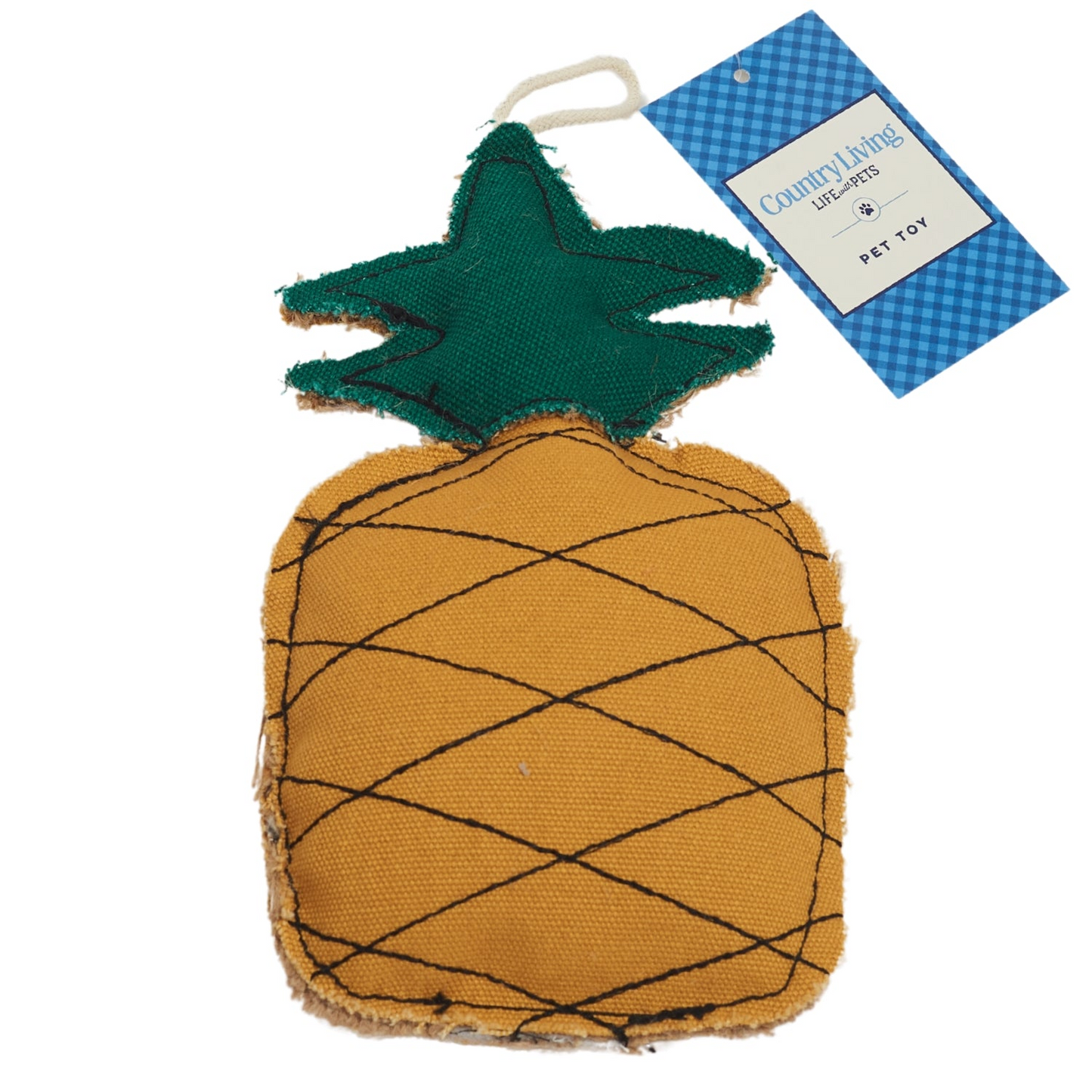 Country Living Durable Dog Chew Toy - Pineapple-Shaped, Made with Canvas & Jute, Perfect for Teething & Play, Suitable for All Dog Breeds