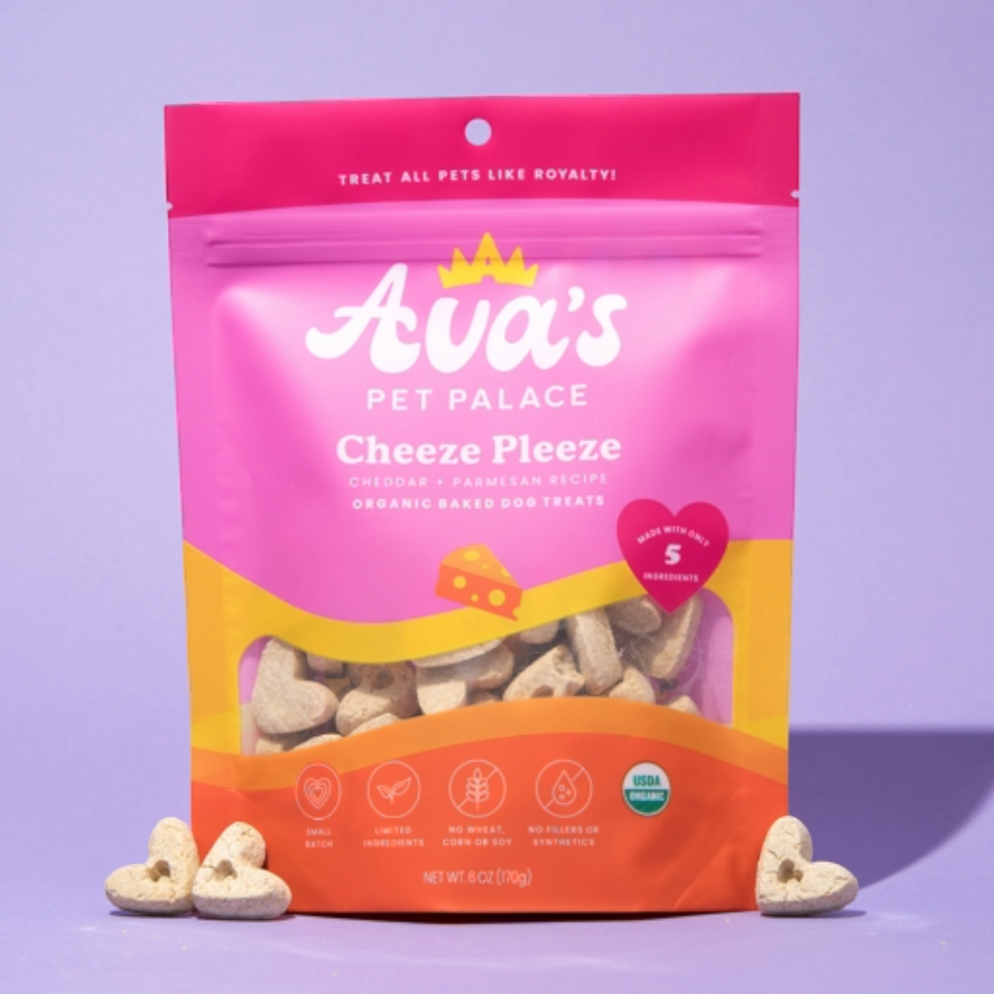 Ava's Pet Palace Organic Baked Dog Treats - Cheeze Pleeze (6 oz) / 2-Pack