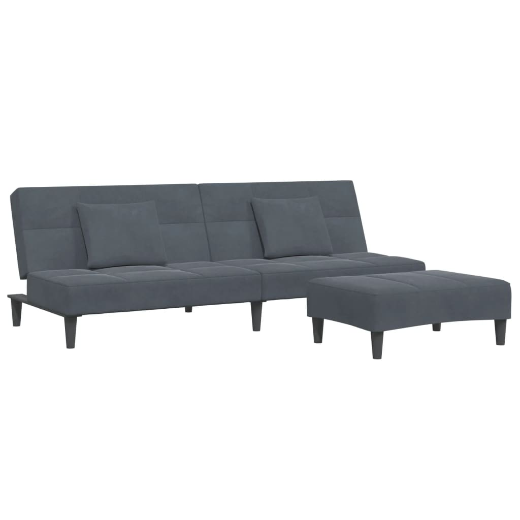 vidaXL 2-Seater Sofa Bed with Footstool Dark Gray Velvet