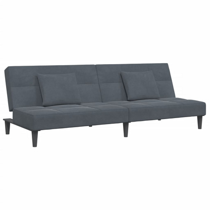 vidaXL 2-Seater Sofa Bed with Footstool Dark Gray Velvet