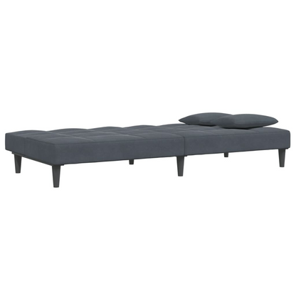 vidaXL 2-Seater Sofa Bed with Footstool Dark Gray Velvet