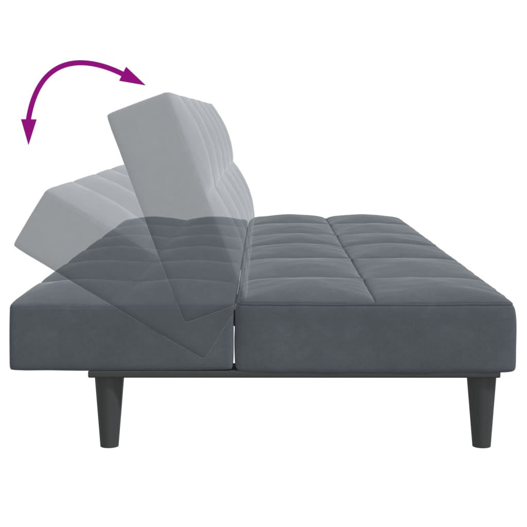 vidaXL 2-Seater Sofa Bed with Footstool Dark Gray Velvet