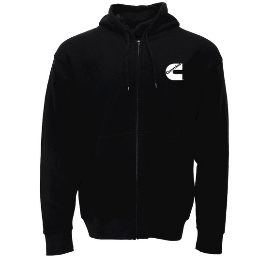 Cummins Unisex Fleece Full Zip Hoodie 100 Percent Cotton Sweatshirt Black 2XL CMN5011