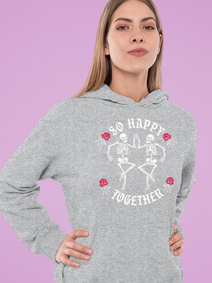 Unisex Graphic Happy Skeletons Hoodie Women's