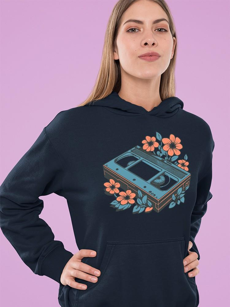 Vintage Vhs Floral Graphic Tee Hoodie Women's