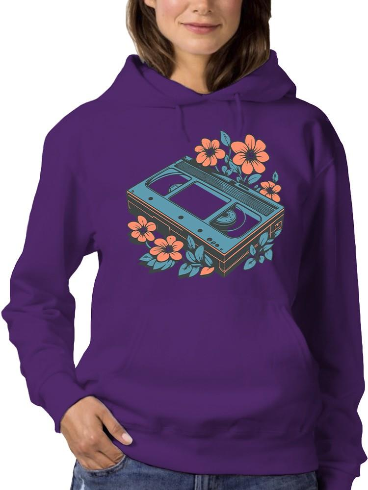 Vintage Vhs Floral Graphic Tee Hoodie Women's