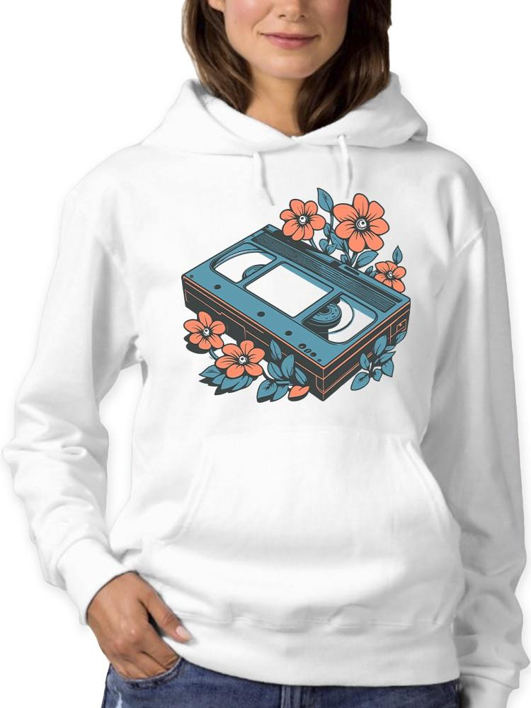 Vintage Vhs Floral Graphic Tee Hoodie Women's