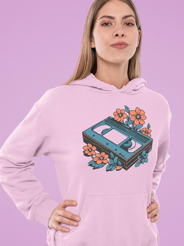 Vintage Vhs Floral Graphic Tee Hoodie Women's