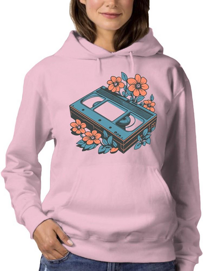 Vintage Vhs Floral Graphic Tee Hoodie Women's