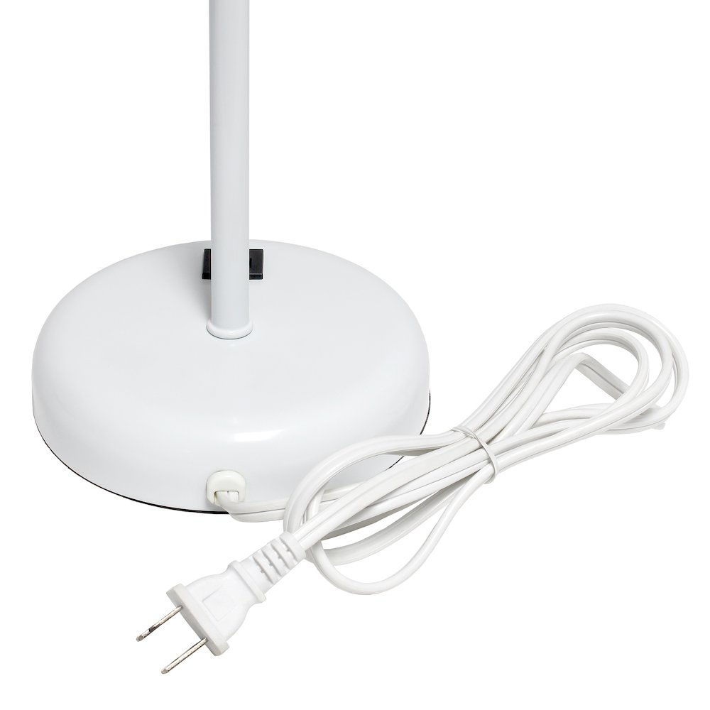 19.5" White Stick Table Desk Lamp with USB Charging Port and Drum Fabric Shade