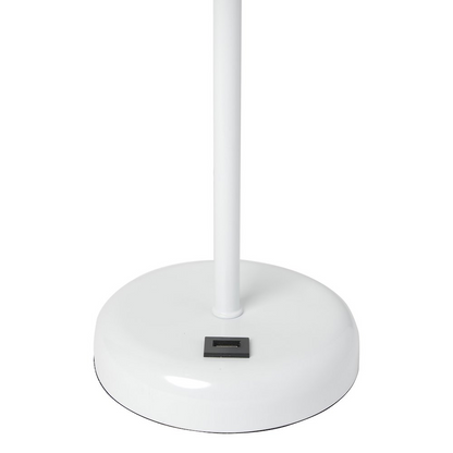 19.5" White Stick Table Desk Lamp with USB Charging Port and Drum Fabric Shade