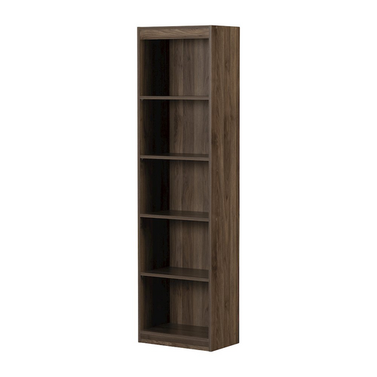 Axess 5-Shelf Narrow Bookcase, Natural Walnut