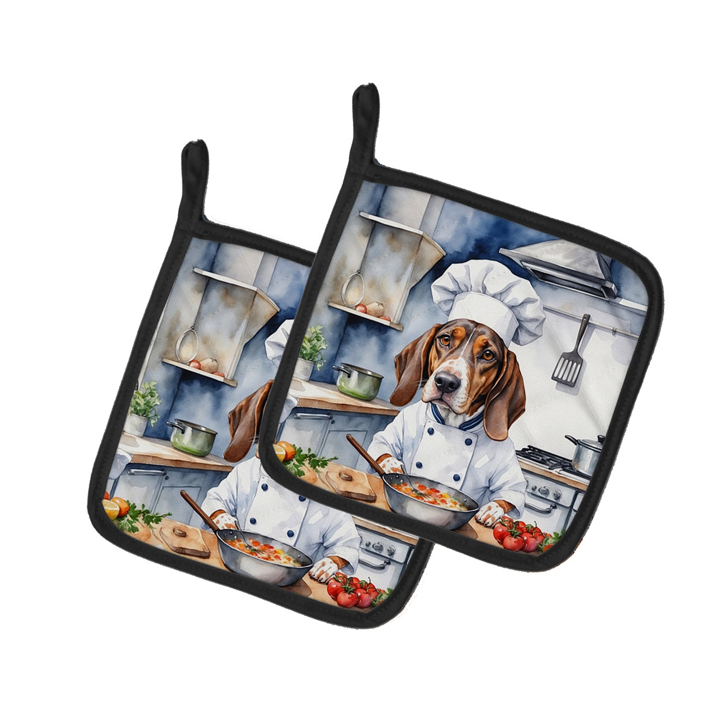 American English Coonhound The Chef Pair of Pot Holders