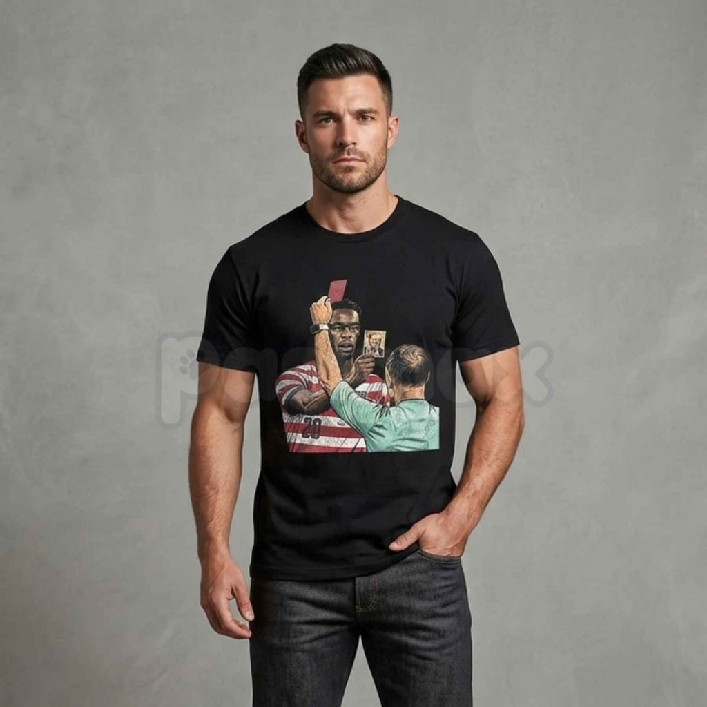 Funny Soccer Red Card Meme Graphic Tee – Football Referee Joke T-Shirt, Humorous Sports Sarcastic Unisex Streetwear Shirt