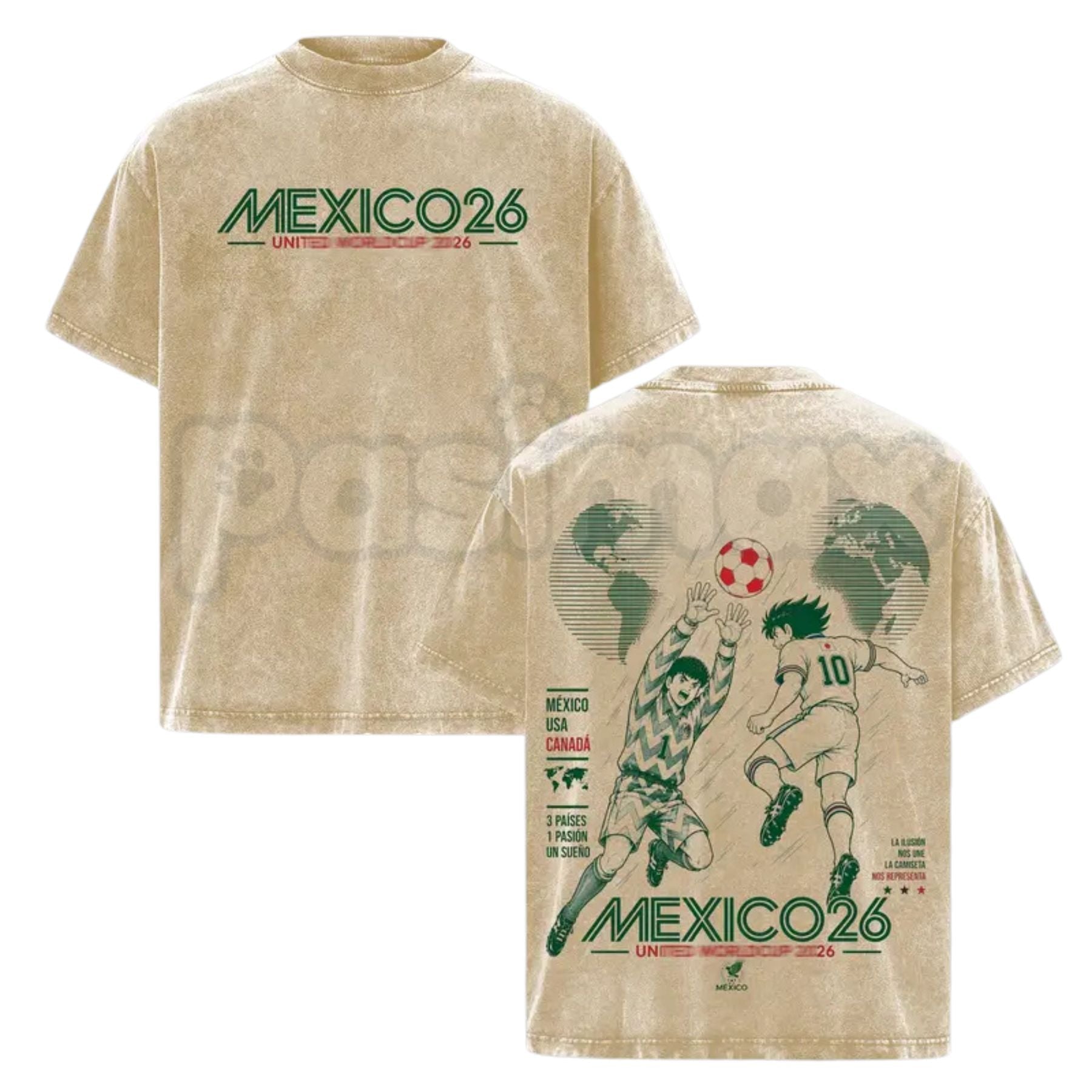 Mexico World Football Tour 2026 T-Shirt – Retro Anime Soccer Graphic Tee, Vintage Washed Mexico Football Lightweight Cotton Unisex Top