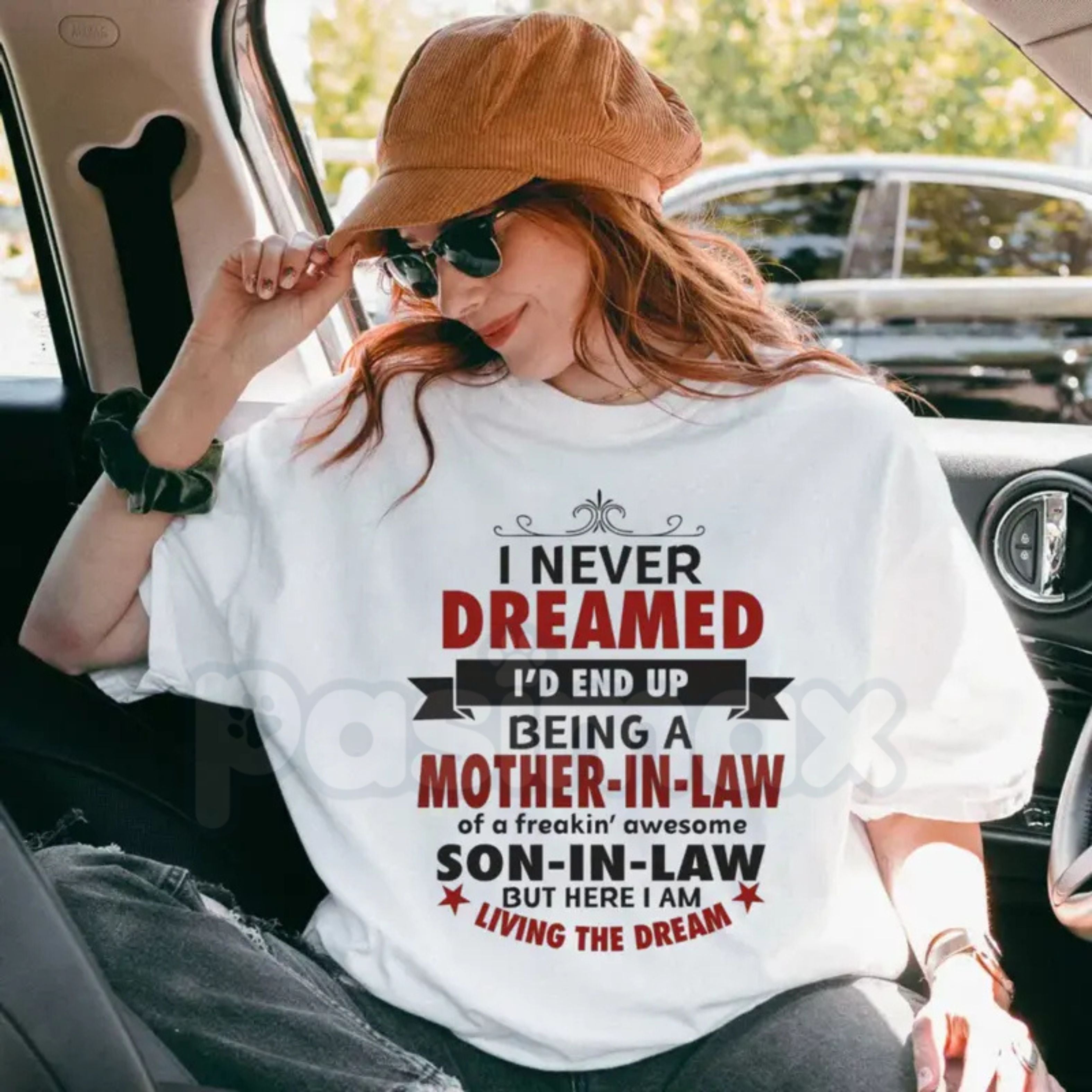 "I Never Dreamed I'd Be A Mother-In-Law" Funny T-Shirt – Best Mother-In-Law Ever Graphic Tee, Premium 100% Cotton Mother’s Day Gift Top, Soft Lived-In Heavyweight Son-In-Law Statement Shirt, Made in USA