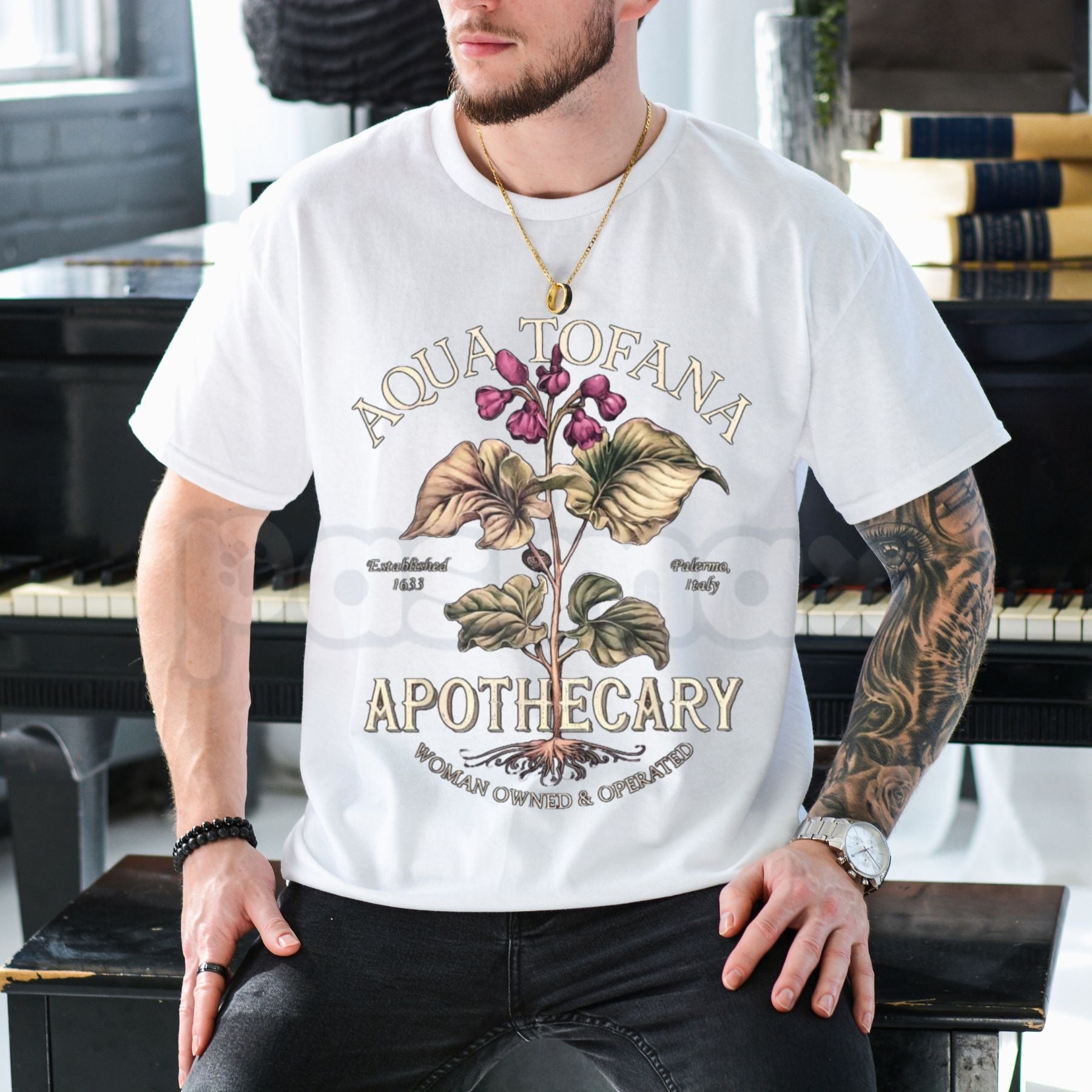 Aqua Tofana Funny Feminist T-Shirt – Vintage Apothecary Giulia Toffana Graphic Tee, Premium 100% Cotton Historical True Crime Top, Soft Lived-In Heavyweight Sarcastic Feminist Shirt, Made in USA