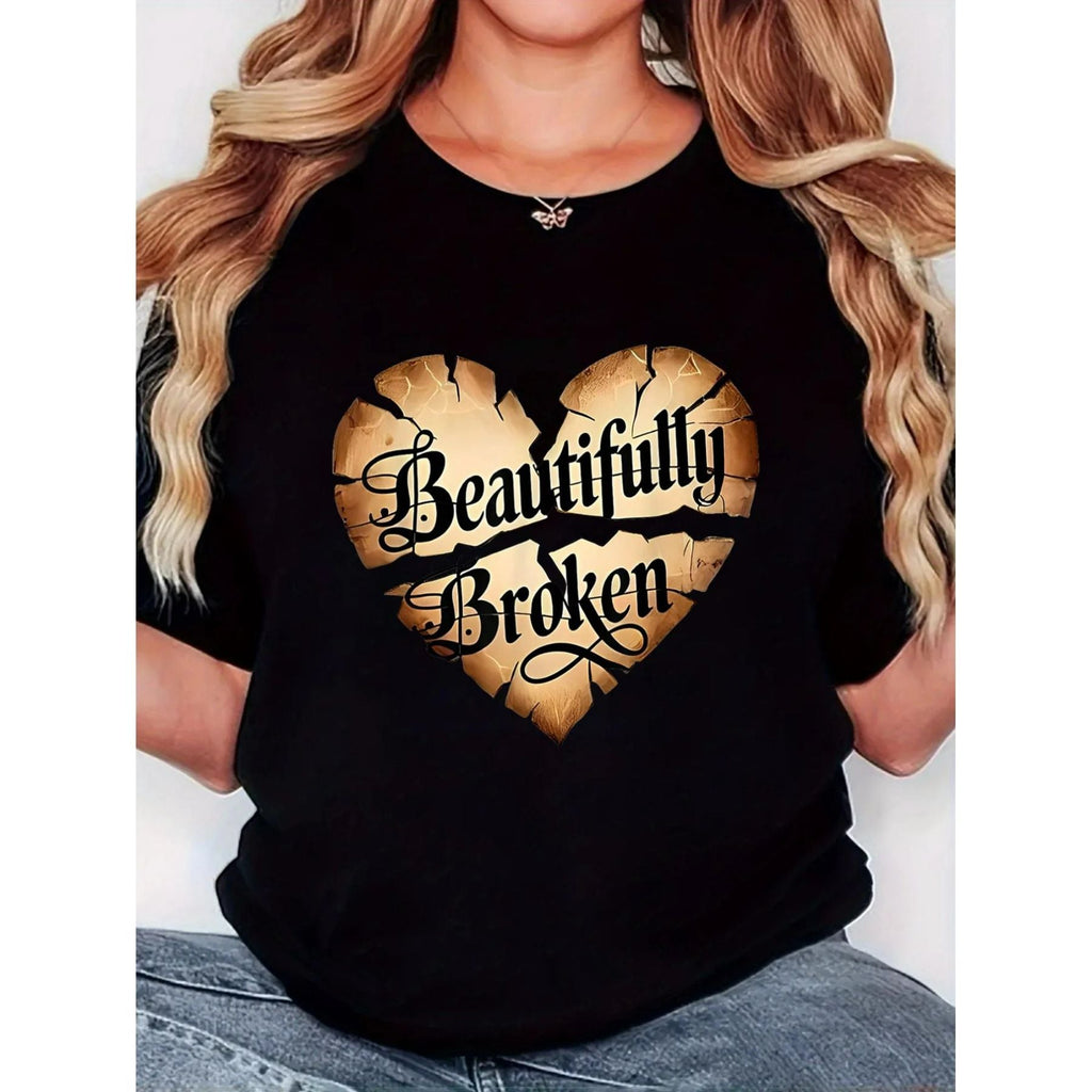 "Beautifully Broken" Vintage Graphic Tee - Stylish Urban Streetwear, Essential Couples Gift