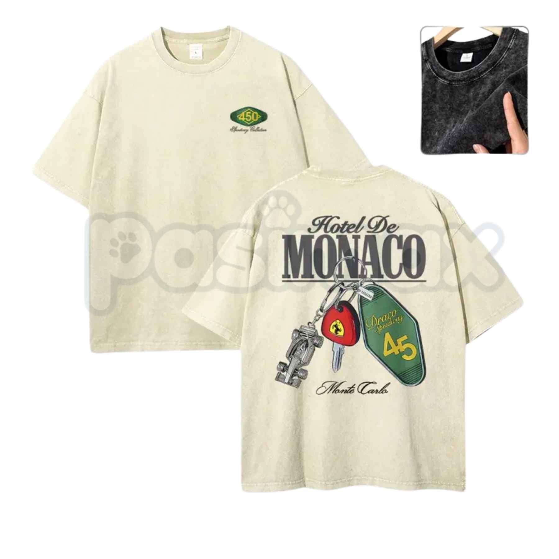 Hotel De Monaco Racing Poster T-Shirt – 90s Retro Grand Prix Graphic Tee, Vintage Washed Lightweight Cotton Motorsport Streetwear Top