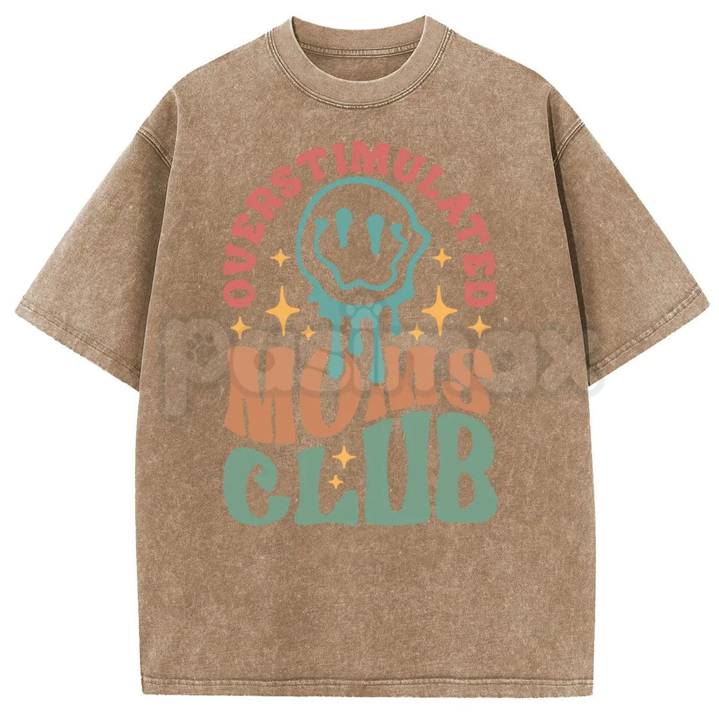 Holafish Oversize Acid Wash Vintage “MOM’S Club” T-Shirt – Retro Aesthetic Graphic Streetwear