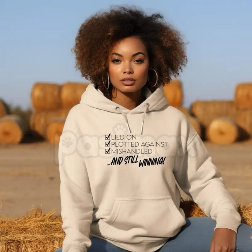Still Winning Resilience Hoodie – Motivational Statement Streetwear, Lied On Plotted Against Graphic Pullover, Unisex Urban Apparel