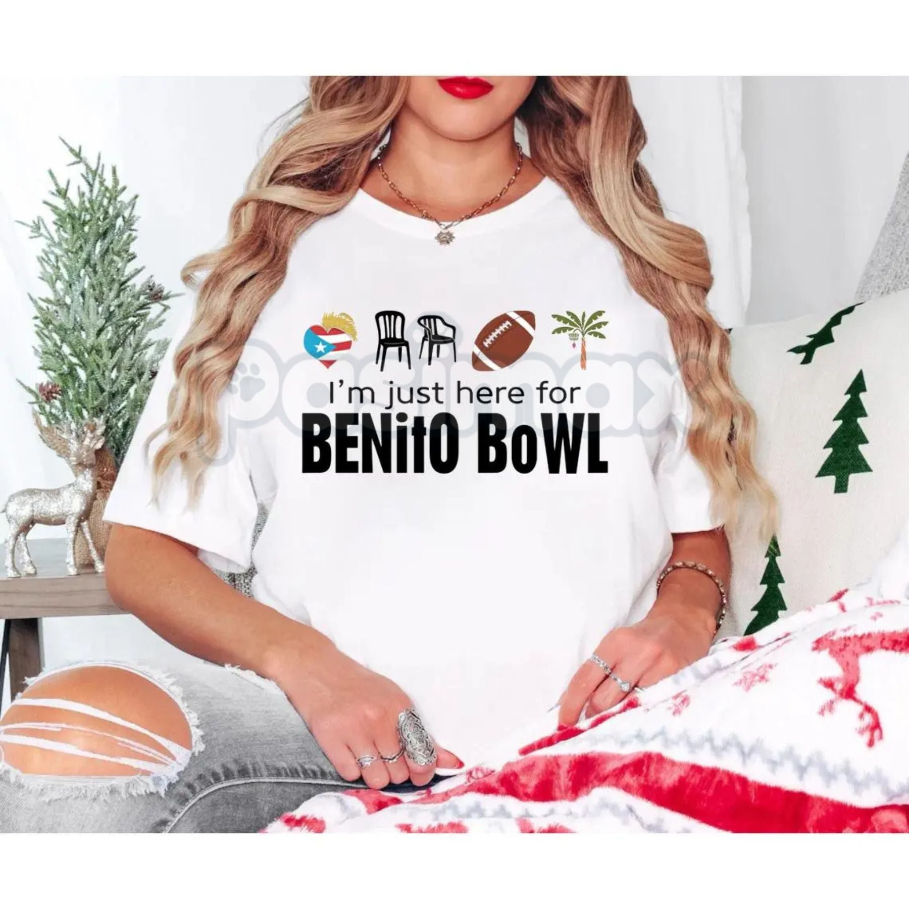 "I'm Just Here for the Benito Bowl" T-Shirt - Bad Bunnie Halftime Show 2026 Tee, Funny Football Sunday Graphic Shirt, Benito Fan Game Day Apparel, Reggaeton Music Lover Merch