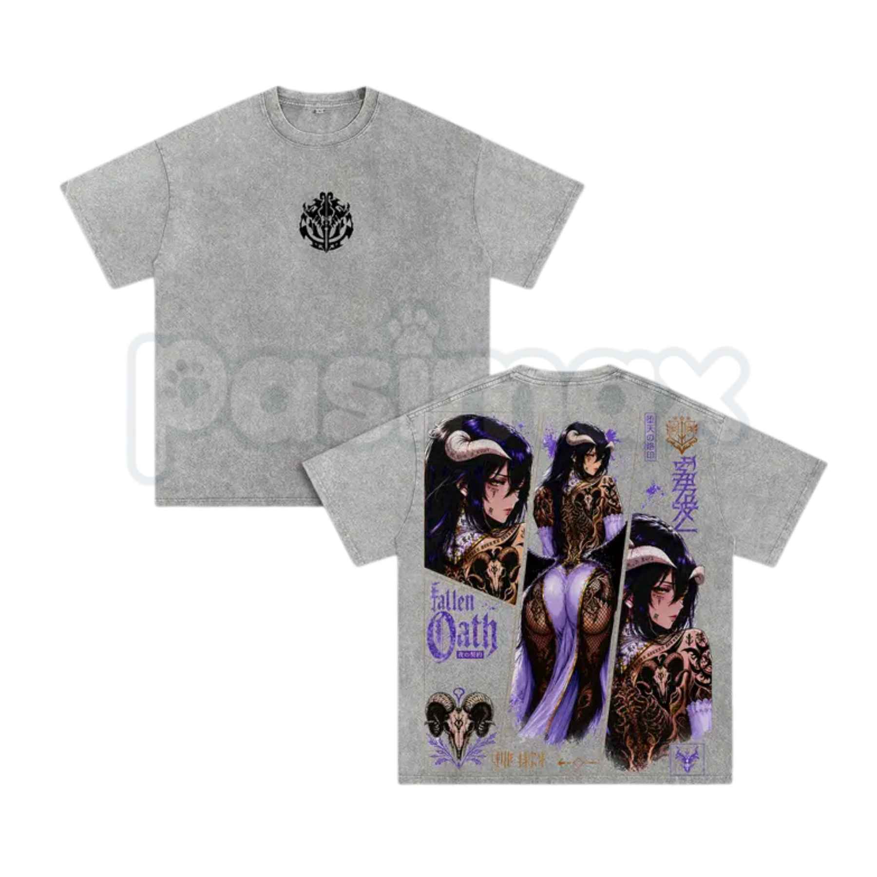 Albedo Succubus Anime T-Shirt – Retro Overlord Graphic Tee, Vintage Washed Dark Fantasy Lightweight Cotton Unisex Manga Top