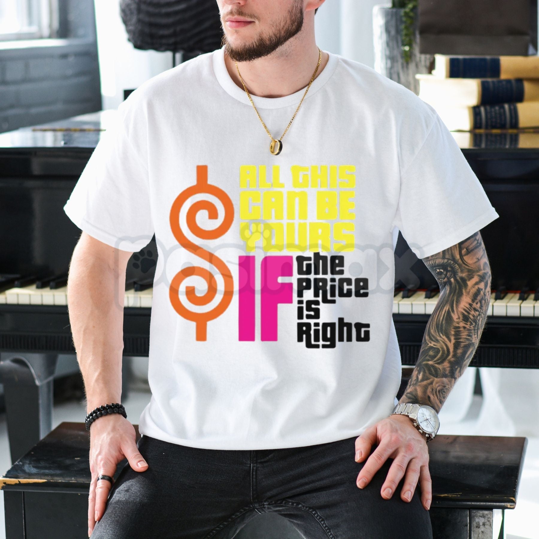 "All This Can Be Yours If The Price Is Right" Graphic T-Shirt – Funny Sarcastic Slogan Tee, Premium 100% Cotton High-Value Top, Soft Lived-In Heavyweight Playful Quote Shirt, Made in USA