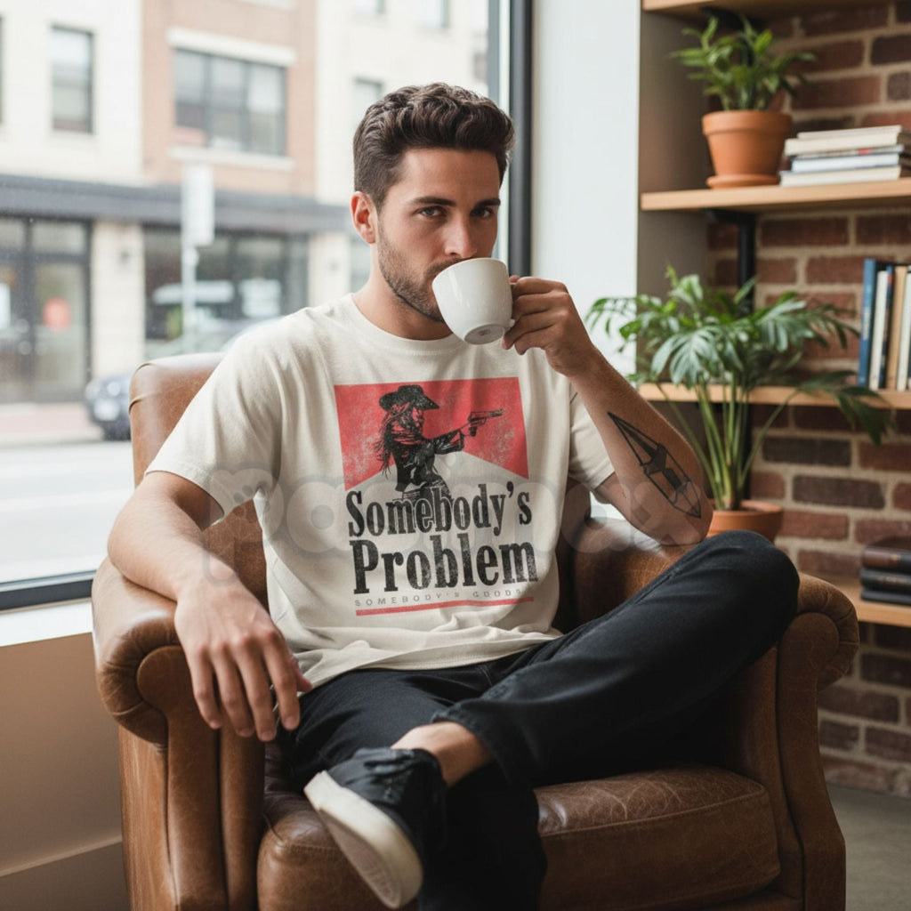 "Somebody's Problem" Vintage 90s Country T-Shirt – Retro Western Smoking Graphic Tee, Premium 100% Cotton Music Festival Top, Soft Lived-In Heavyweight Country Concert Shirt, Made in USA